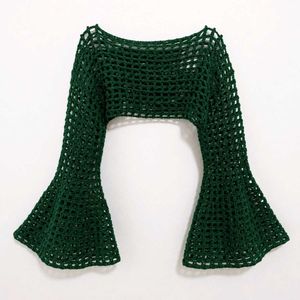 Chic Green Crochet Off-Shoulder Top