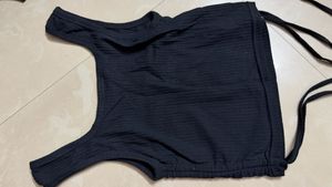 Black Drawstring Crop Top