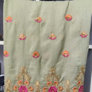 Embroidered Saree with Pink Blouse