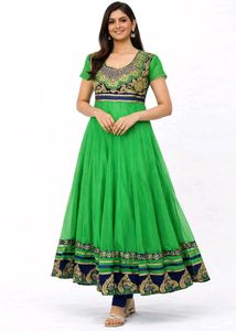 Elegant Green Embroidered Anarkali Gown