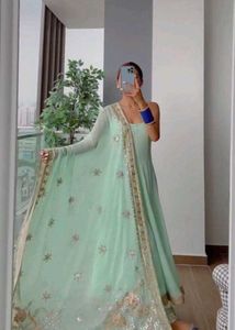Elegant Mint Green Anarkali Suit Set