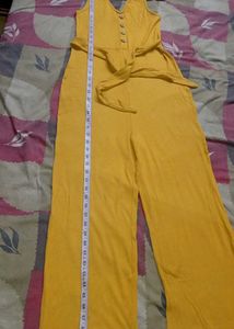Yellow Sleeveless Jumpsuit with Belt