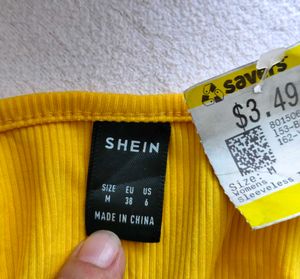 Shein : V-Neck Yellow Tank Top