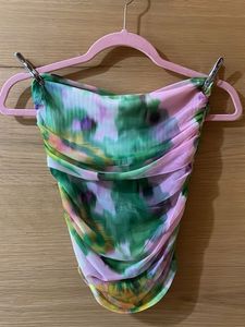 ZARA - Sheer Ruched Floral Print Top