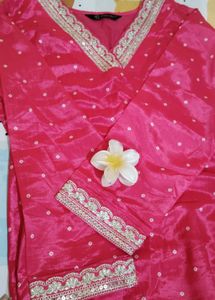 Vibrant Pink Bandhani Silk Kurti