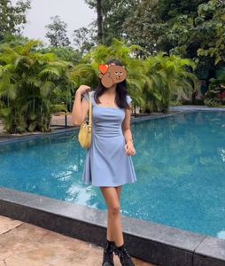 Light Blue Ruched Fit &amp; Flare Dress (XS)