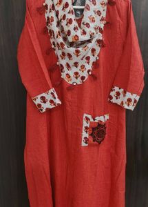 Beautiful Red Printed Kurta dress