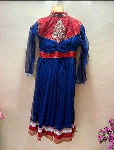 Embroidered Blue Jacket style frok set