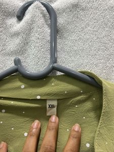 Olive Green Smocked Top with Overlay