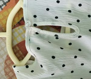Cream Polka Dot Puff Sleeve Top