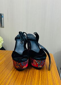 Boho Wedge Heels with Floral Design