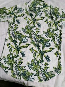 Tropical Leaf Print Men's Shirt