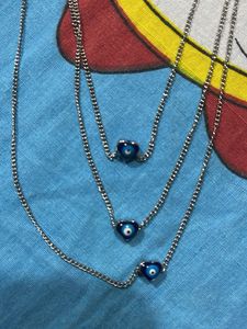 Layered Silver Evil Eye Necklace