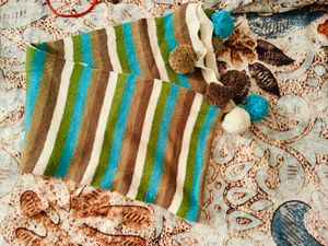 Striped Pom Scarf