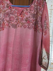 Pink Floral Print Kurta