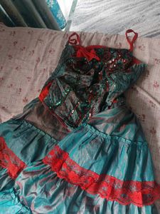 Beautiful Teal &amp; Red Lehenga Choli Set
