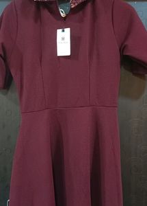 Wine Red Flared Dress