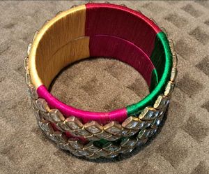 Vibrant Silk Thread Bangles with Stones