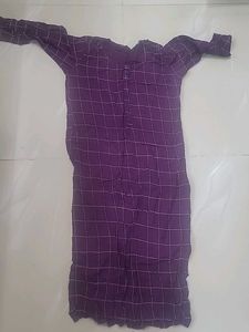 Purple Checkered Kurta