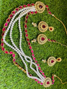 Stunning Pearl &amp; Ruby Choker Set