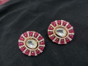Kundan Ruby Imitation Real Look Studs ❤️