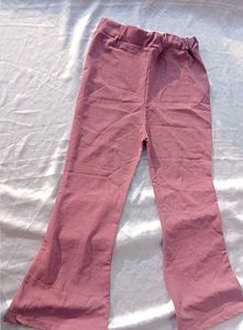 Dusty Rose Flare Pants with Gold Chain Detail