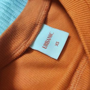 y2k indie orange daisy crop top with long sleeves