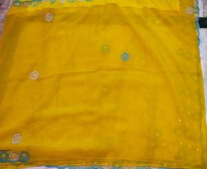 Vibrant Yellow Embellished Saree
