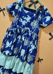 Blue Floral Tiered Dress