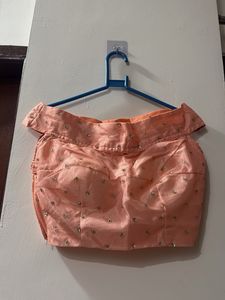 Peach Off-Shoulder Embellished Blouse