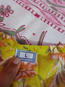 Yellow Floral Print Kurta