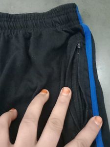 Black Shorts with Blue Stripe Accent