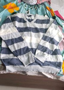 Striped V-Neck Pullover Sweater