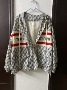 Retro Patterned Windbreaker Jacket