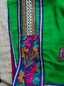 Maroon Silk Saree with Green Border
