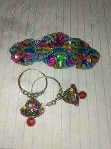 Multicolor Embroidery Buckle With Danglers
