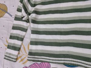 Striped Knit Pullover Green