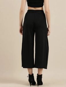 Chic Black Wide Leg Pants with Belt