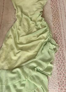 Lime Green Ruffle Strapless Dress