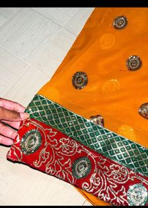 Yellow Georgette Saree with Intricate Gota Patti a