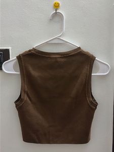 Zara Brown Knit Sleeveless Top