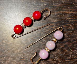 Chunky Beaded Safety Pin Brooches