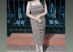 Brown Sleeveless Midi Dress