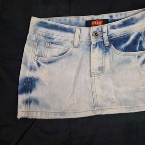 Distressed Denim micro Mini Skirt