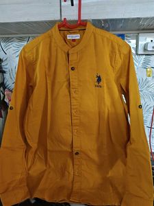 U.S. Polo Assn. Boy'sChinese collar Mustard Shirt(