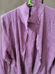 Crinkled Lavender Button-Up Shirt