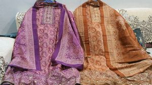 Designer silk suit with Dupatt