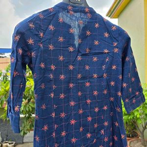 Navy Blue Printed Kurta