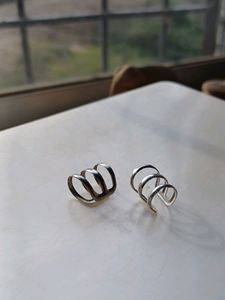 Silver Three Lines Ear Cuffs
