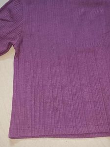 Purple Ribbed Crop Top